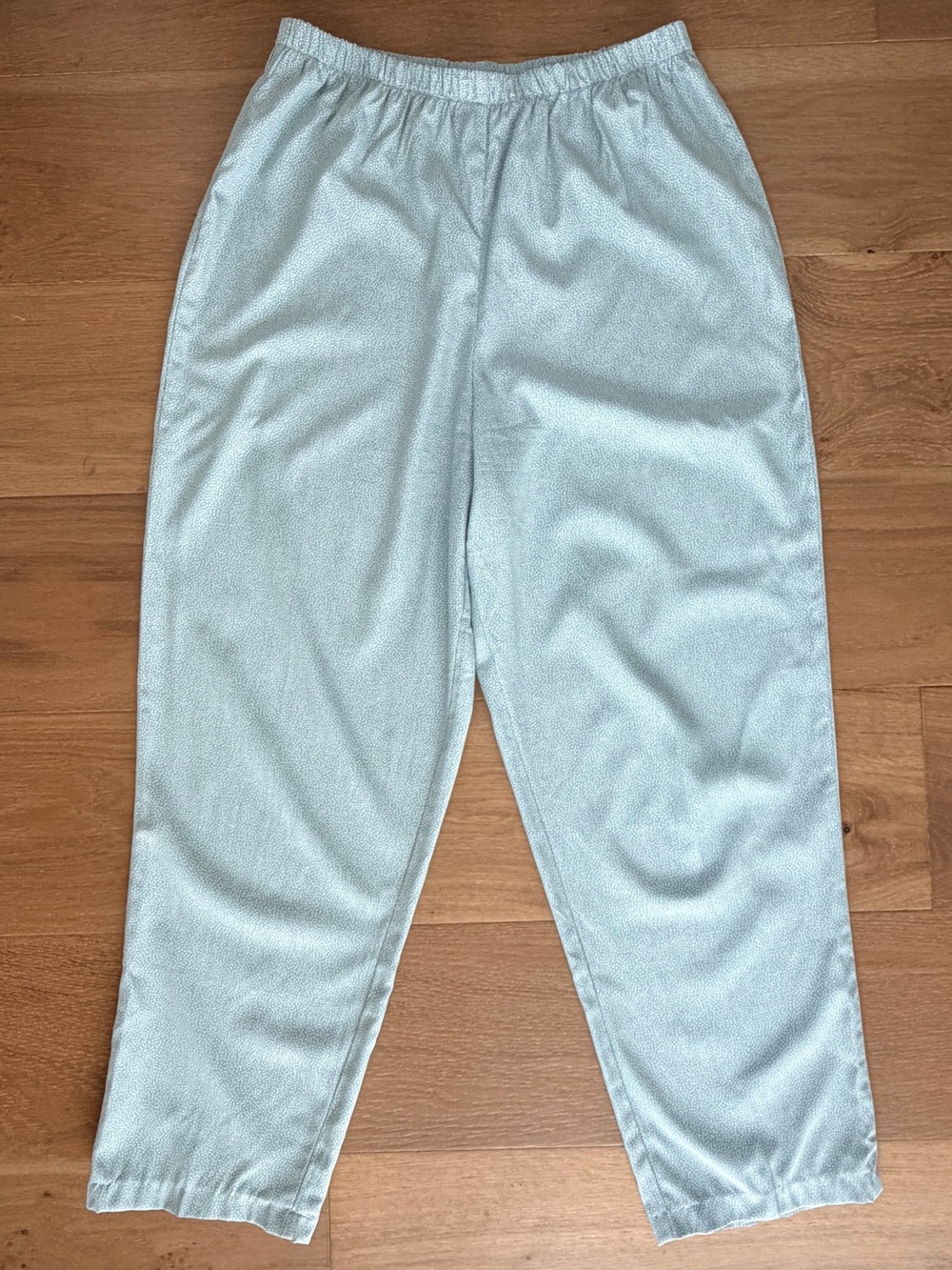 VTG 80s Grannycore Elastic Waist Tapered Pants Wms L Fritzi Rayon Mint Green Dot